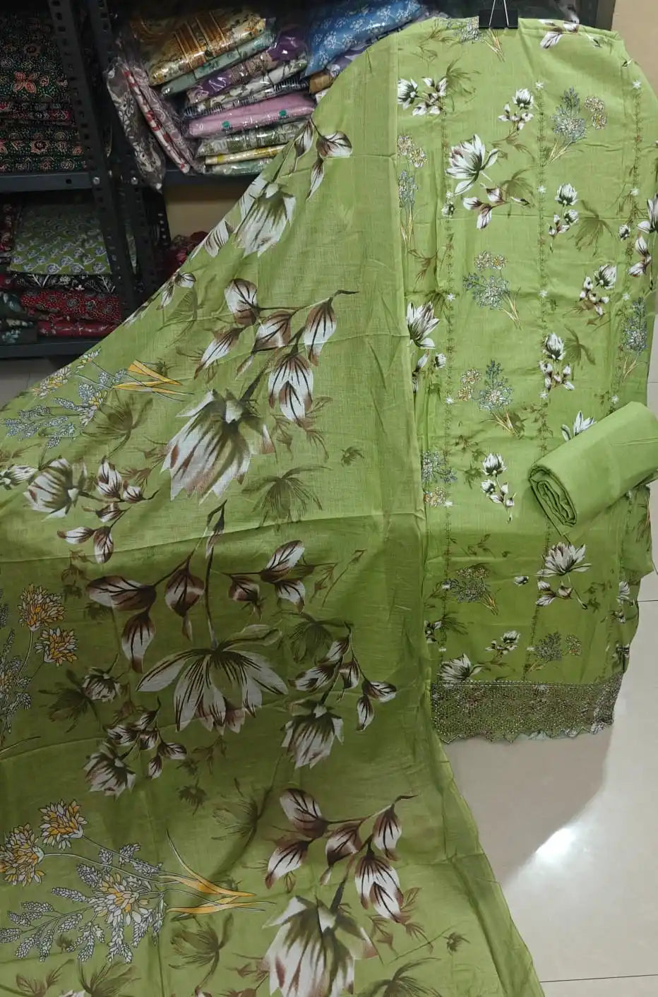 Floral Cotton Unstitched Dress Material by ASC