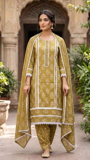Meadow Floral karachi Printed Lace Salwar Suit by ASC