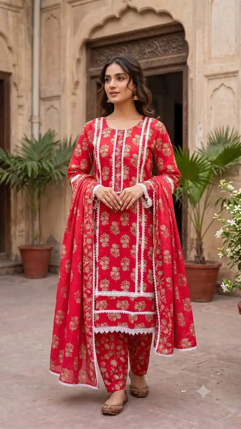 Royal Printed Suit for Plus Sizes - Stylish Karachi Lace by ASC