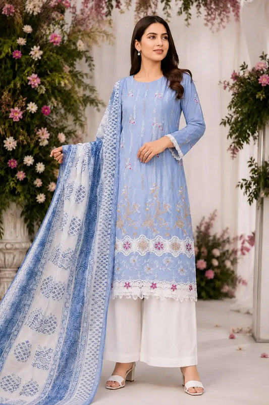 Women's 3D Cut Work Embroidered Readymade Cotton Designer Suit by ASC