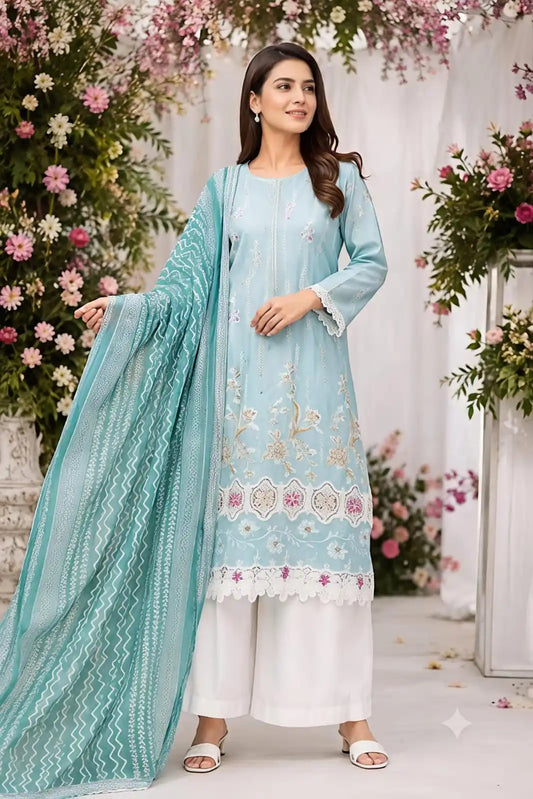 Women's 3D Cut Work Embroidered Readymade Cotton Designer Suit by ASC