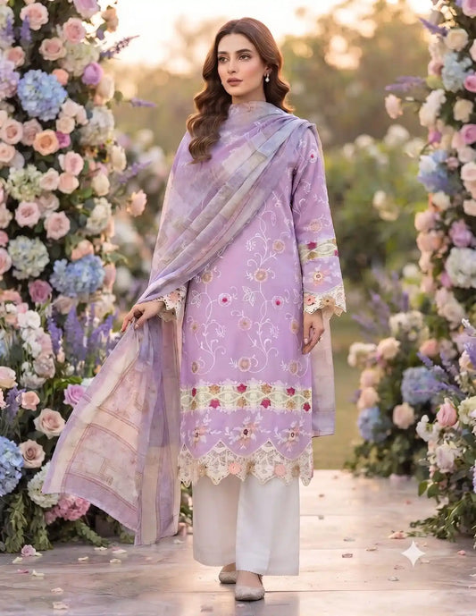 Women's 3D Cut Work Embroidered Readymade Cotton Designer Suit by ASC