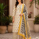 Yellow elegant buta print pant set