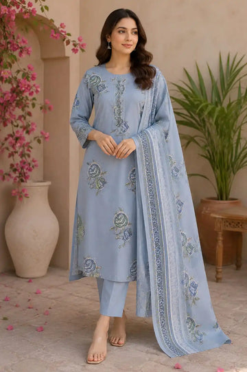 Blue classic printed cotton pant set