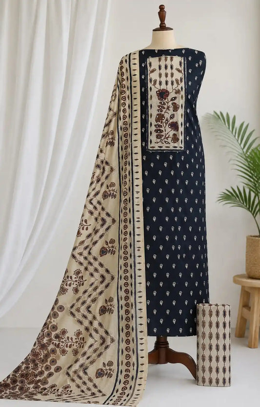 Indigo Ajrakh Rayon Unstitched Suit By ASC