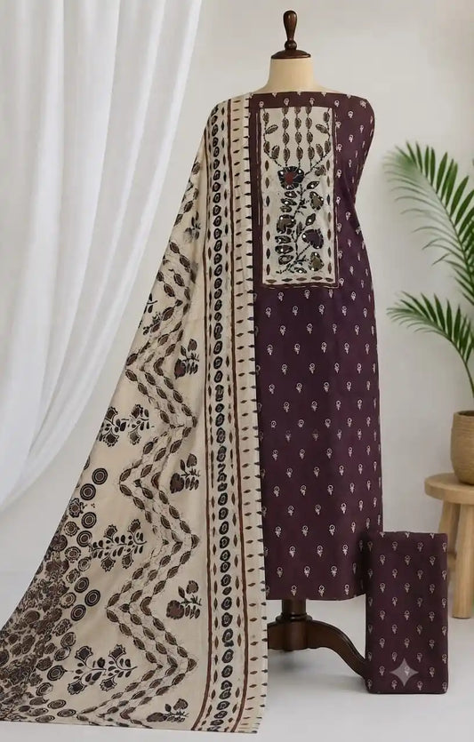Purple Ajrakh Rayon Unstitched Suit By ASC