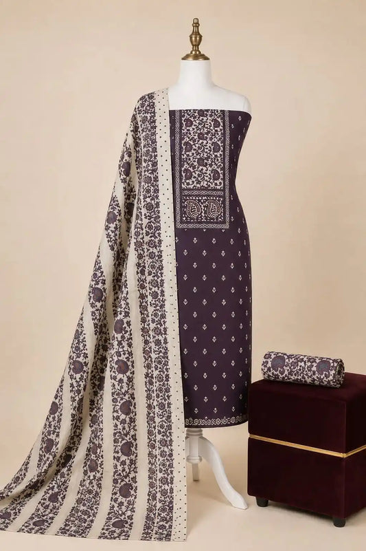 Purple Ajrakh Rayon Unstitched Suit By ASC