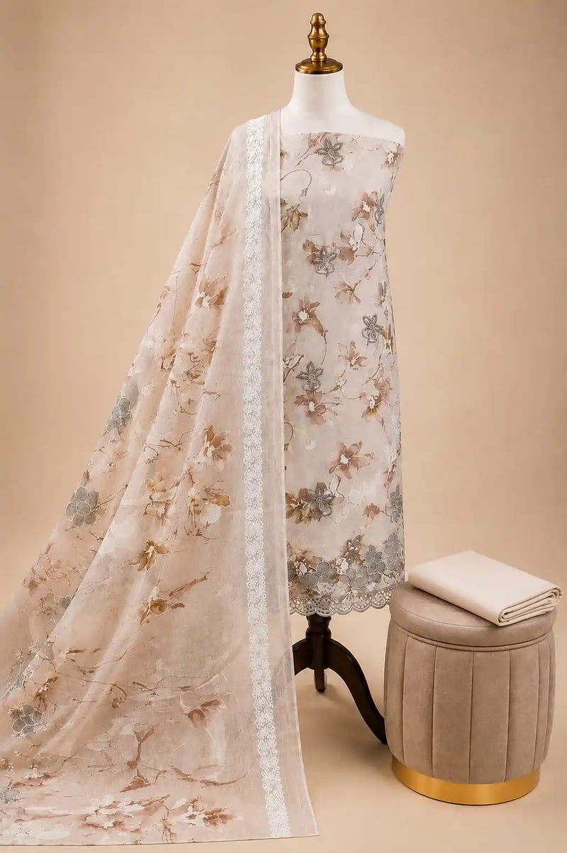 Non-Catalogue Pakistani Unstitched Cotton Suit