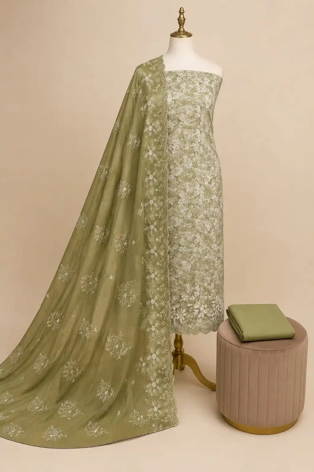 NON CATALOGUE PAKISTANI EMBROIDERED STYLE PREMIUM COTTON DRESS MATERIAL