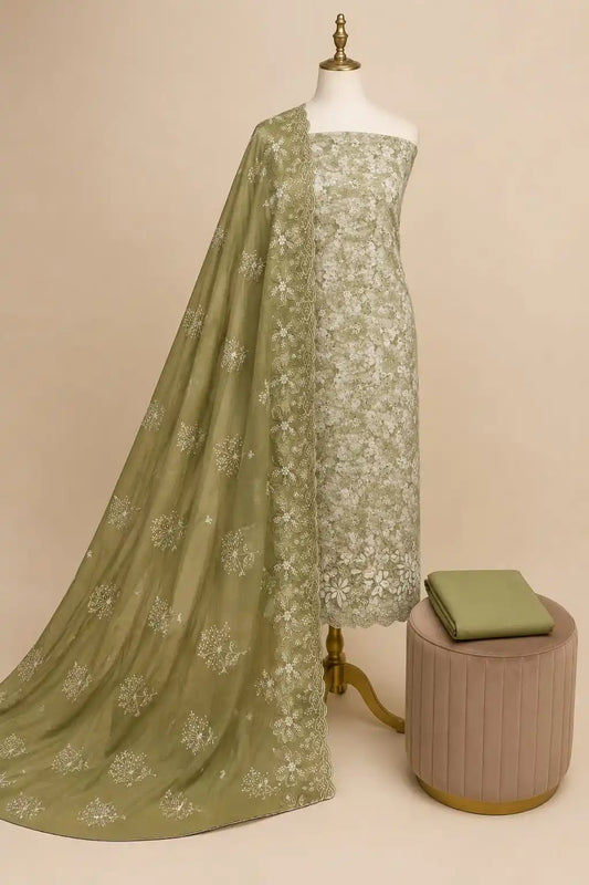 NON CATALOGUE PAKISTANI EMBROIDERED STYLE PREMIUM COTTON DRESS MATERIAL