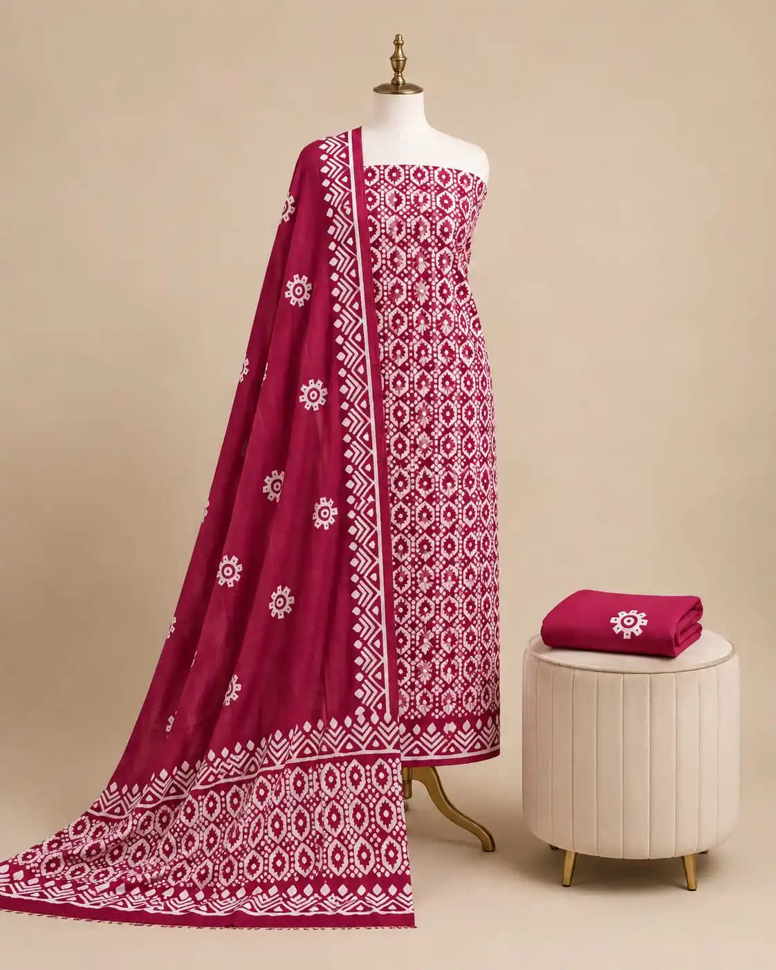 Maroon Cotton Batik Suit By ASC