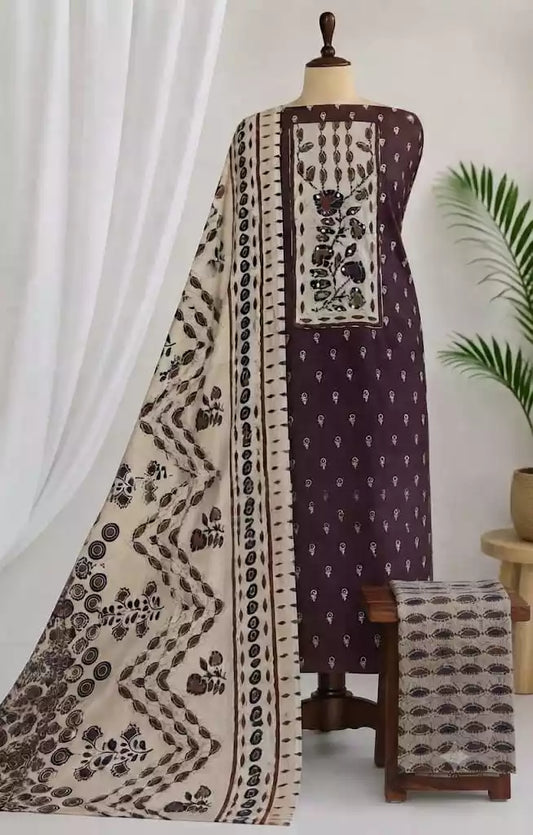 Purple Ajrakh Rayon Unstitched Suit By ASC