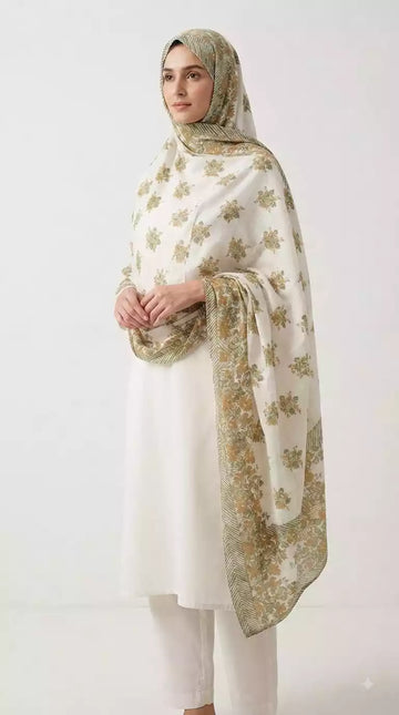 Mulmul Cotton Namaazi Dupatta - Full Coverage Prayer Stole (ND20)