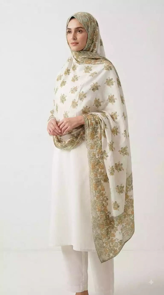 Mulmul Cotton Namaazi Dupatta - Full Coverage Prayer Stole (ND20)