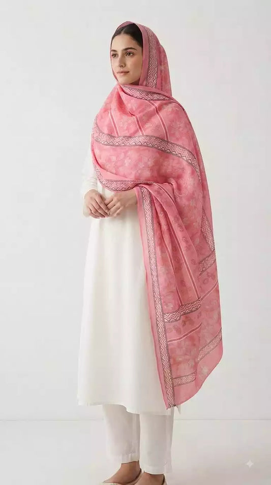 Printed Mulmul Cotton Dupatta - Feather-Soft 2.25 m Chunni (ND14-B)