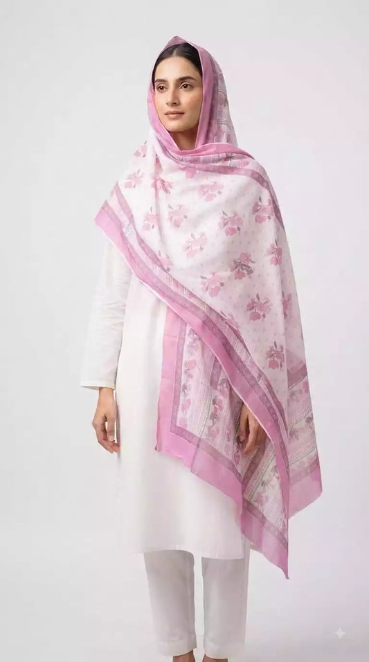 Light Mulmul Namaazi Cotton Dupatta - 2.25 m Long Chunni (ND37)