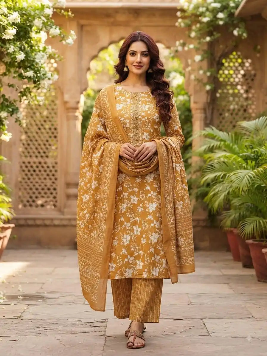Floral Printed Readymade Straight Cut Suit By ASC