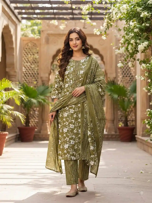 Floral Printed Readymade Straight Cut Suit By ASC