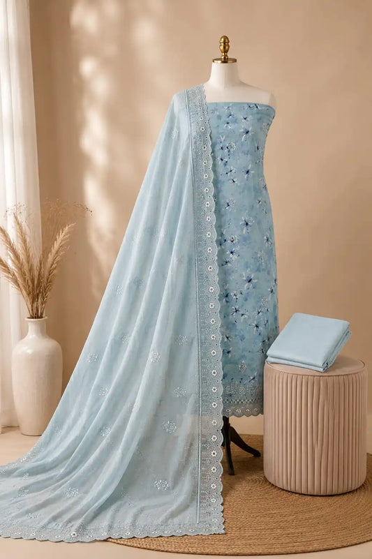 HEAVY EMBROIDERED COTTON DUPATTA WORK SUIT 📢📢