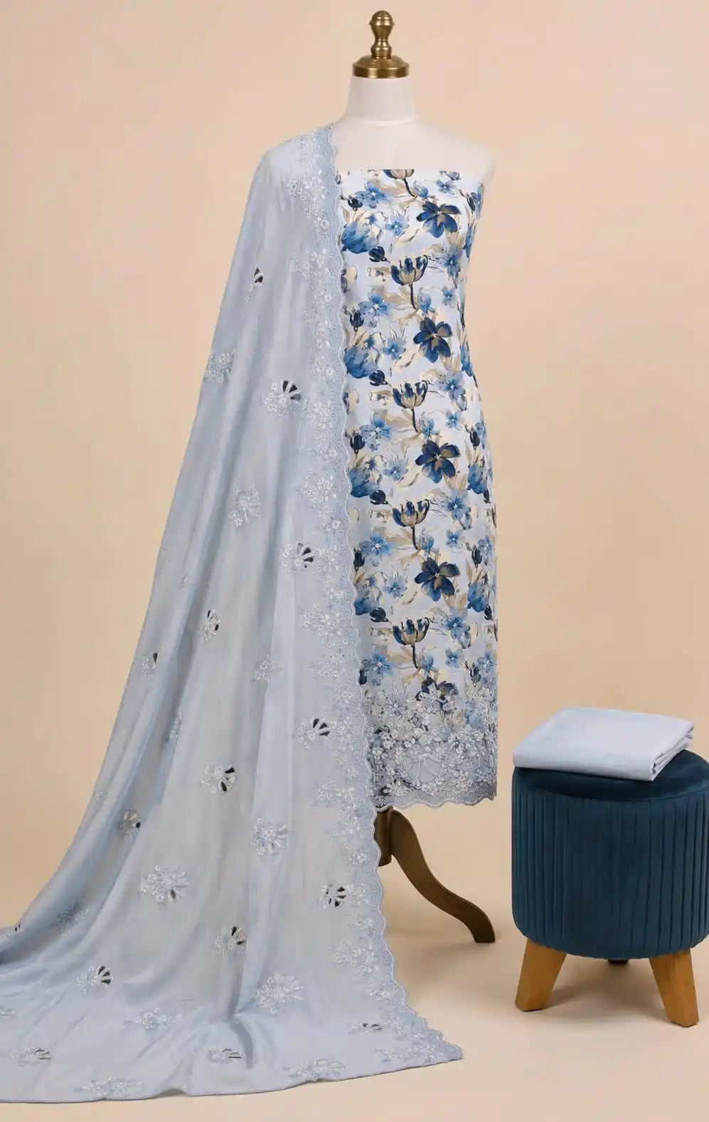 Pakistani Style Heavy Embroidered Cotton Suit With Dupatta Work By ASC