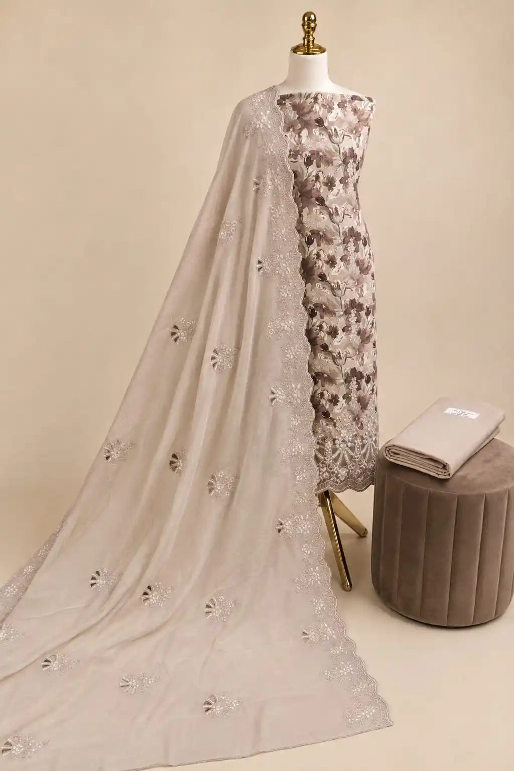 Premium Heavy Embroidered Pakistani Cotton Suit With Dupatta Work By ASC