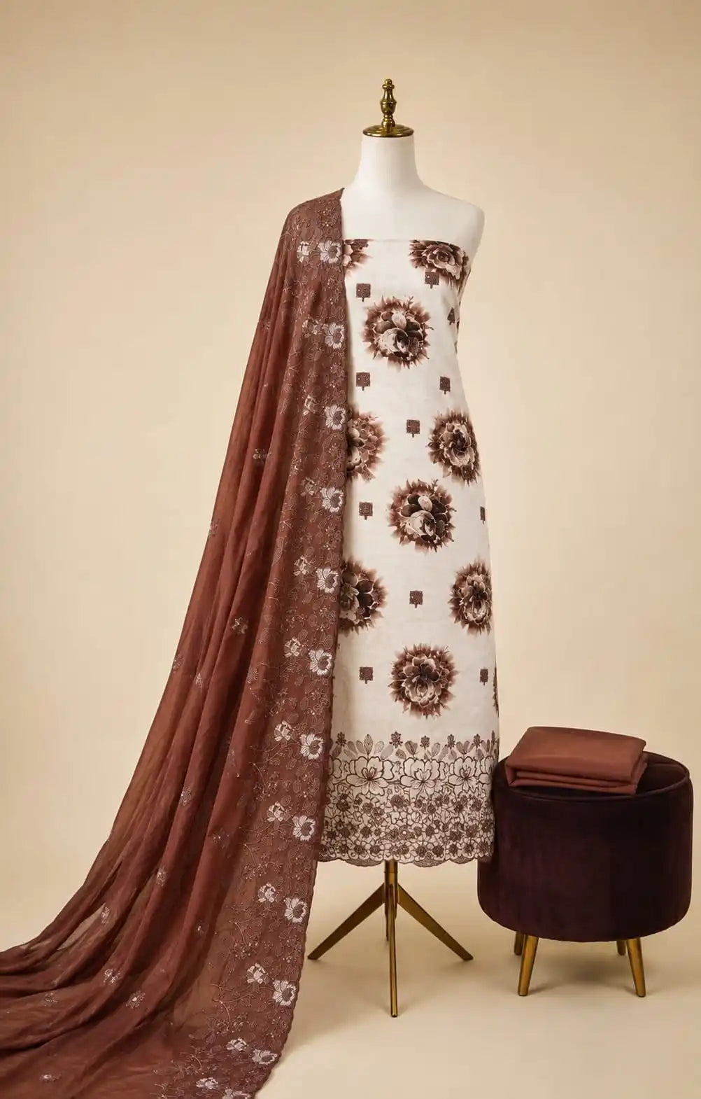 Heavy Embroidered Pakistani Cotton Dress Material With Dupatta Work By ASC