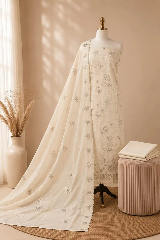 Designer Heavy Embroidered Pakistani Cotton Suit With Dupatta Work By ASC