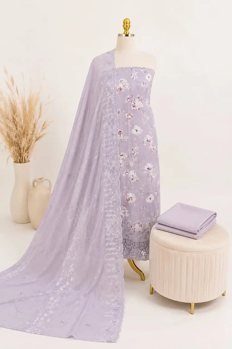 Pakistani Style Heavy Cotton Embroidery & Appliqué Work Suit With Dupatta By ASC