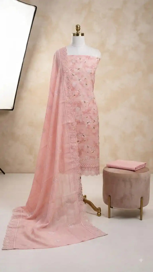 Pakistani Style Heavy Embroidered Cotton Suit By ASC