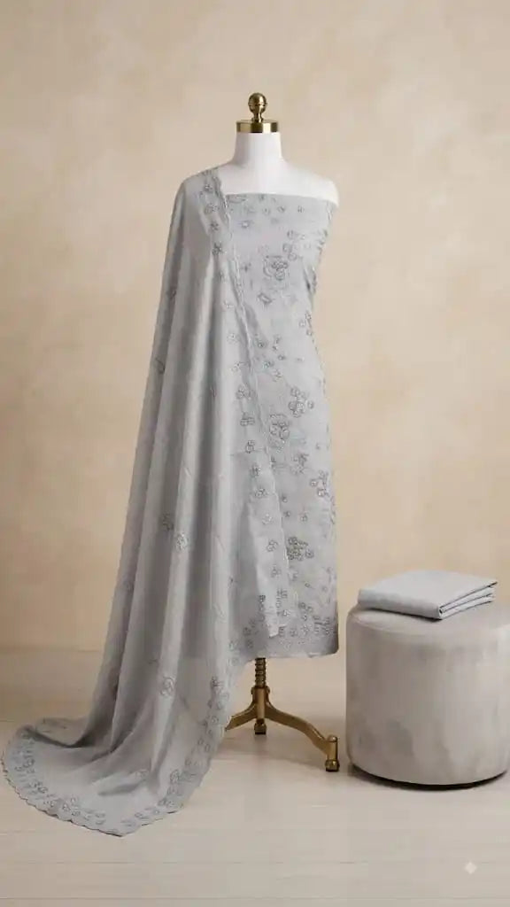 Pakistani Designer Cotton Suit With Heavy Embroidery By ASC
