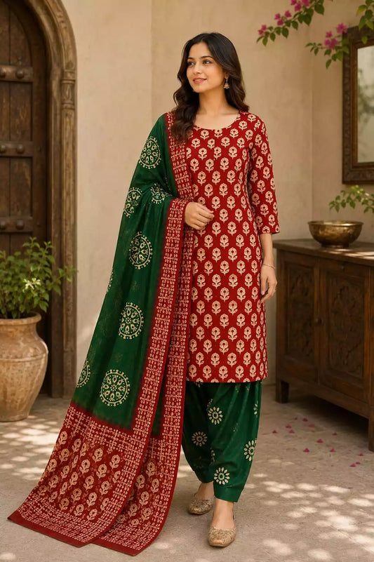 XL Straight cut cotton Handloom Batik With Salwar