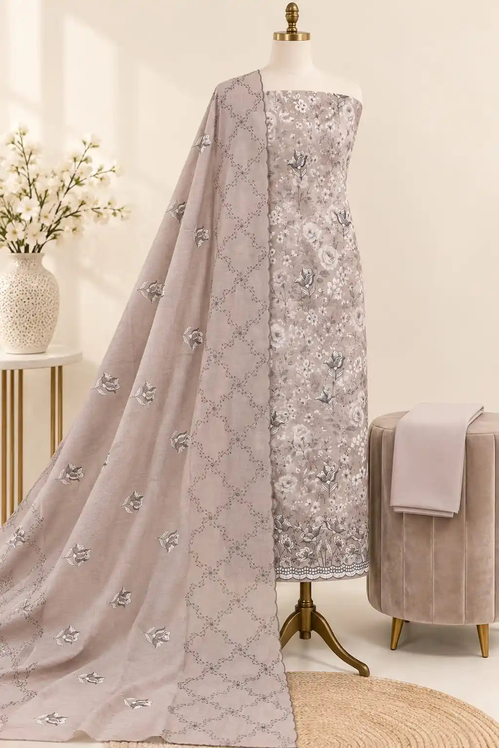 Heavy Cotton Embroidery Unstitched Dress Material By ASC