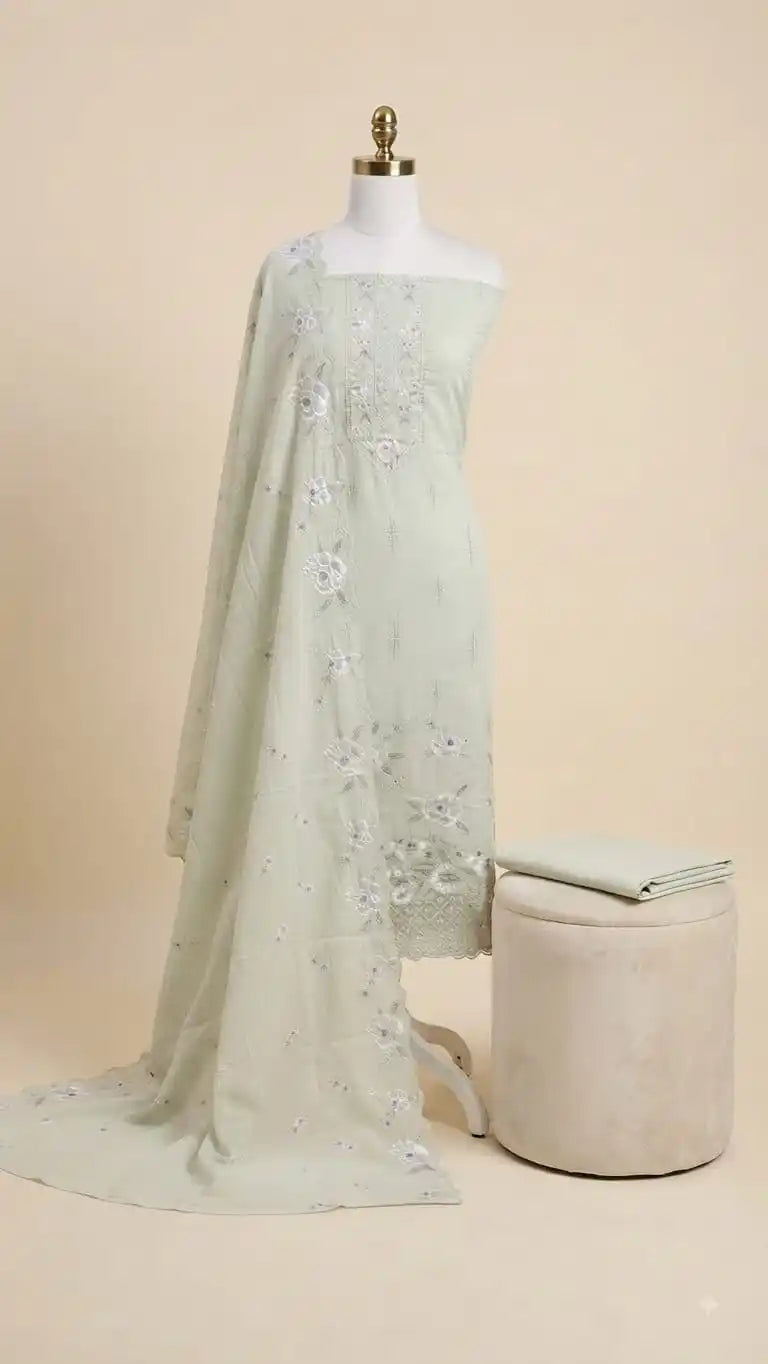 Premium Pakistani Style Cotton Embroidered Suit By ASC