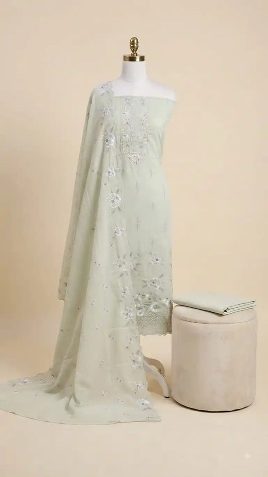 Premium Pakistani Style Cotton Embroidered Suit By ASC