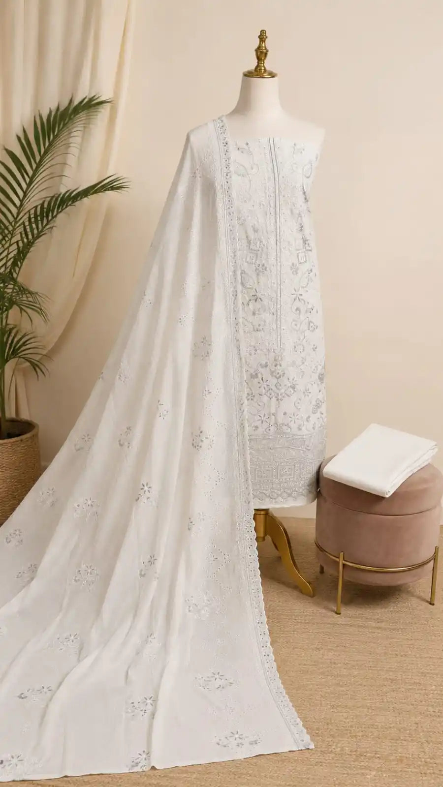 Premium Pakistani Style Cotton Embroidered Suit By ASC
