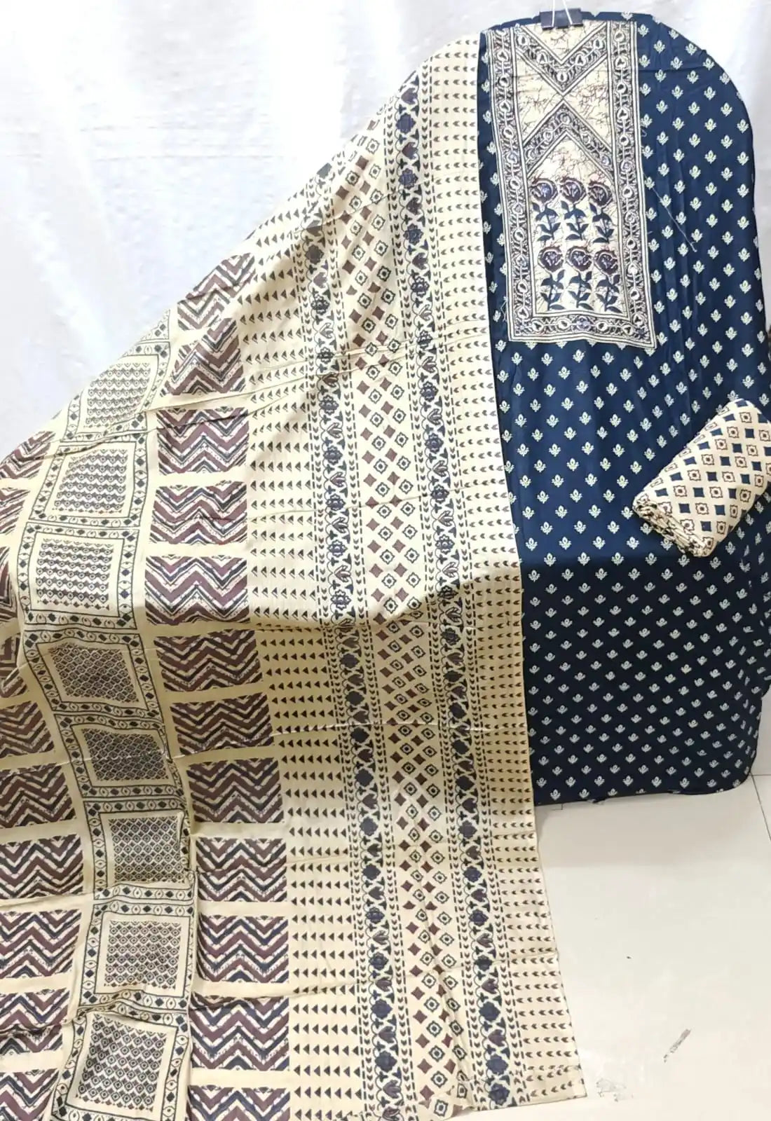 Rayon Tabla Ajrakh Print Unstitched Suit By ASC