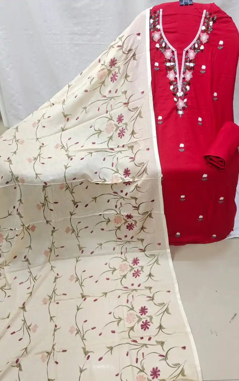 Kashmiri Rayon Embroidery Unstitched Suit by ASC