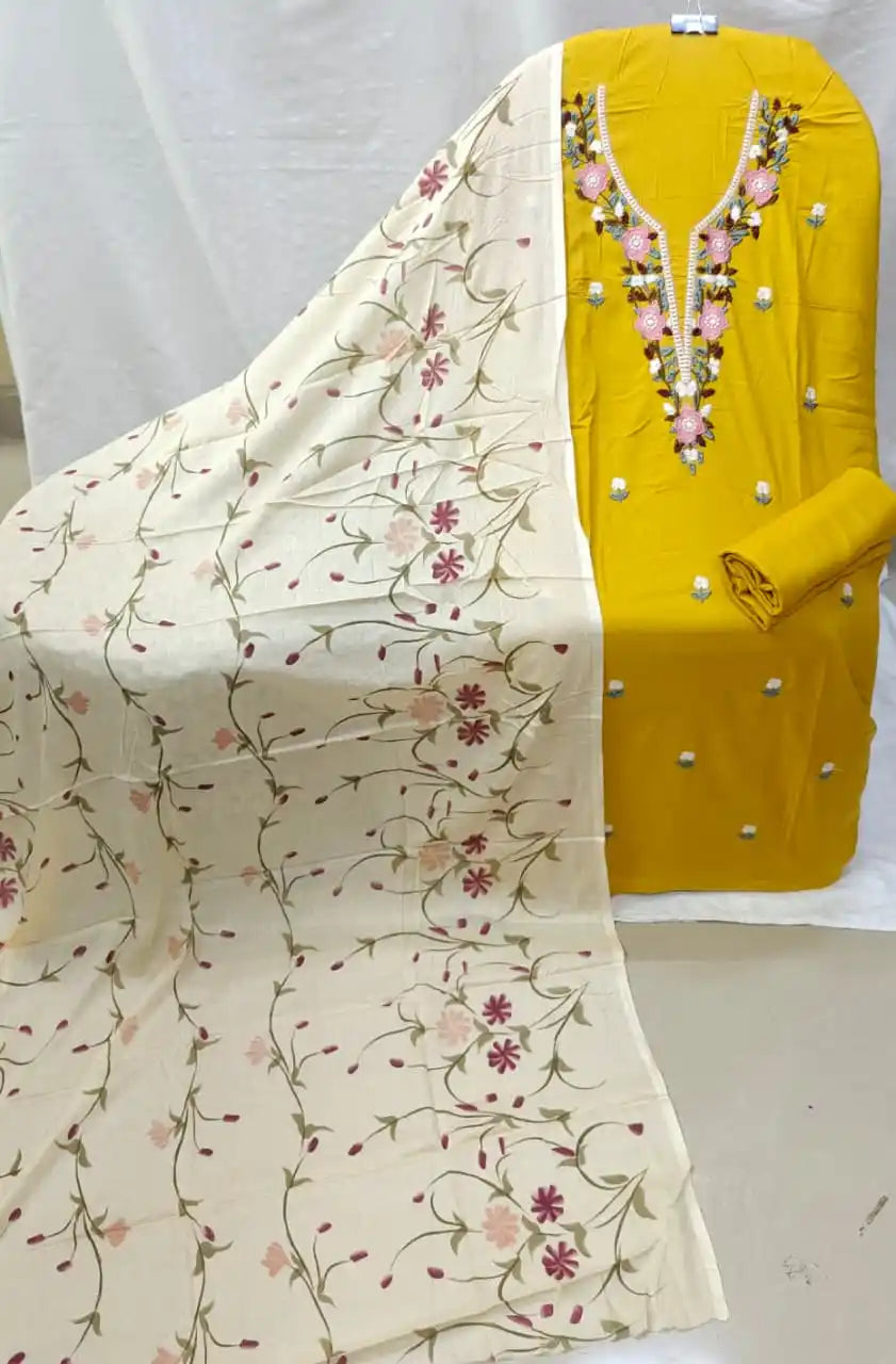 Rayon Kashmiri Work Unstitched Dress Material by ASC