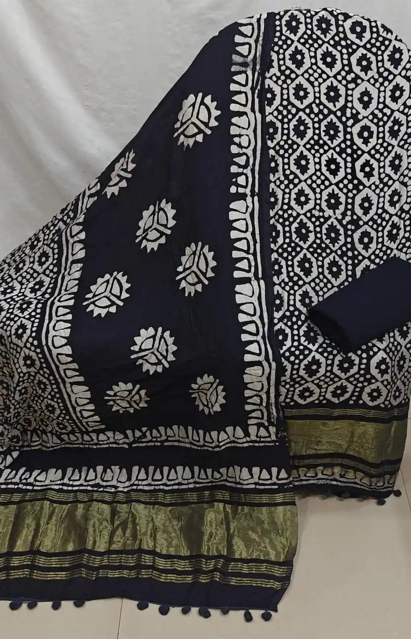 Stylish Batik Cotton Unstitched Dress Material By ASC