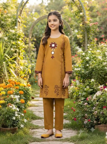 Kids Ethnic Ajrak Cotton Embroidered Kurta Pant Set By ASC
