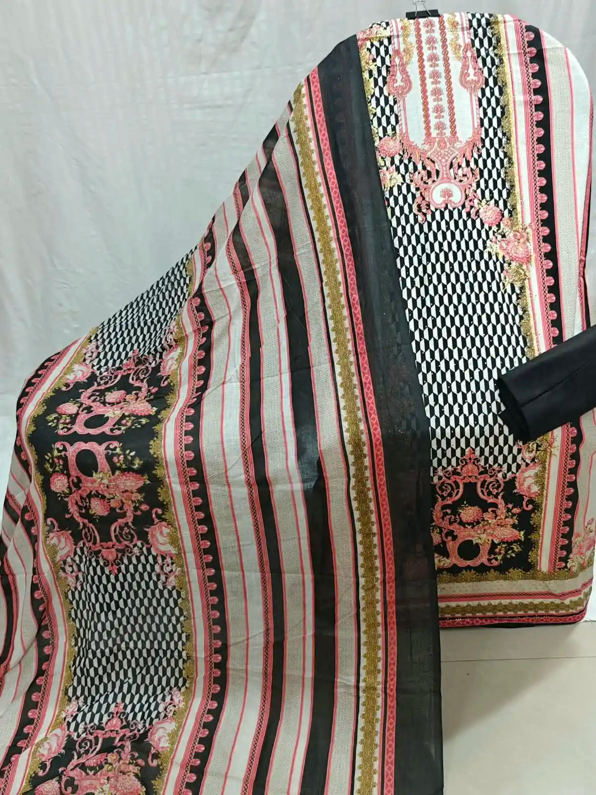 PANNEL PRINT WITH CHESS PRINT COTTON UNSTICHED DRESS MATERIAL