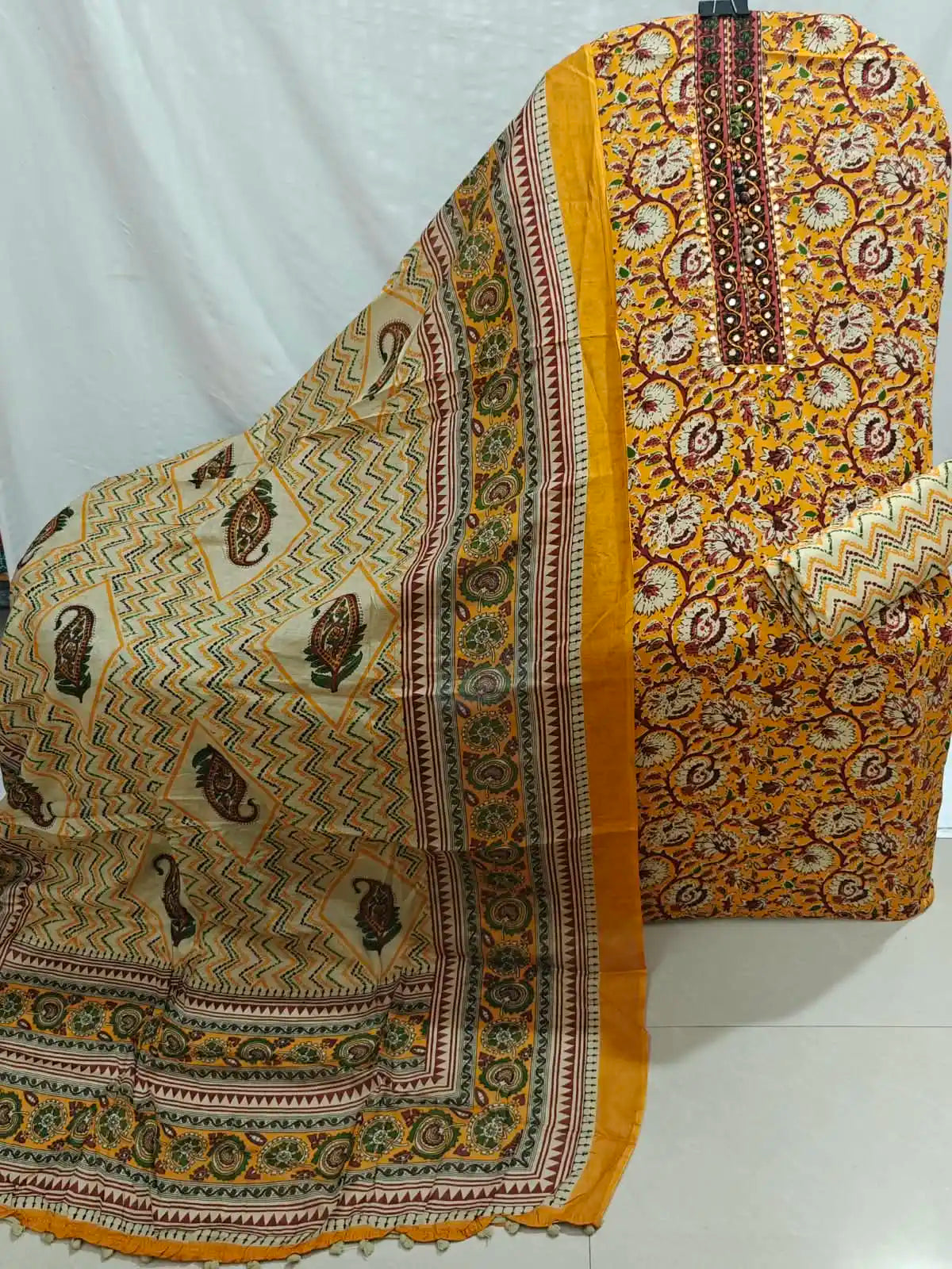 Pure Cotton Kalamkari Suit Material Hand Block Print By ASC