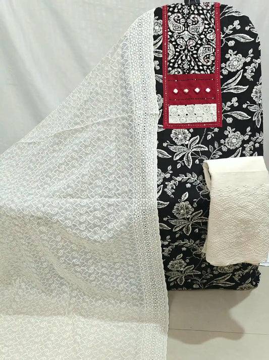 Jaipuri Hand Block Print Suits with Lucknowi bottom & dupatta