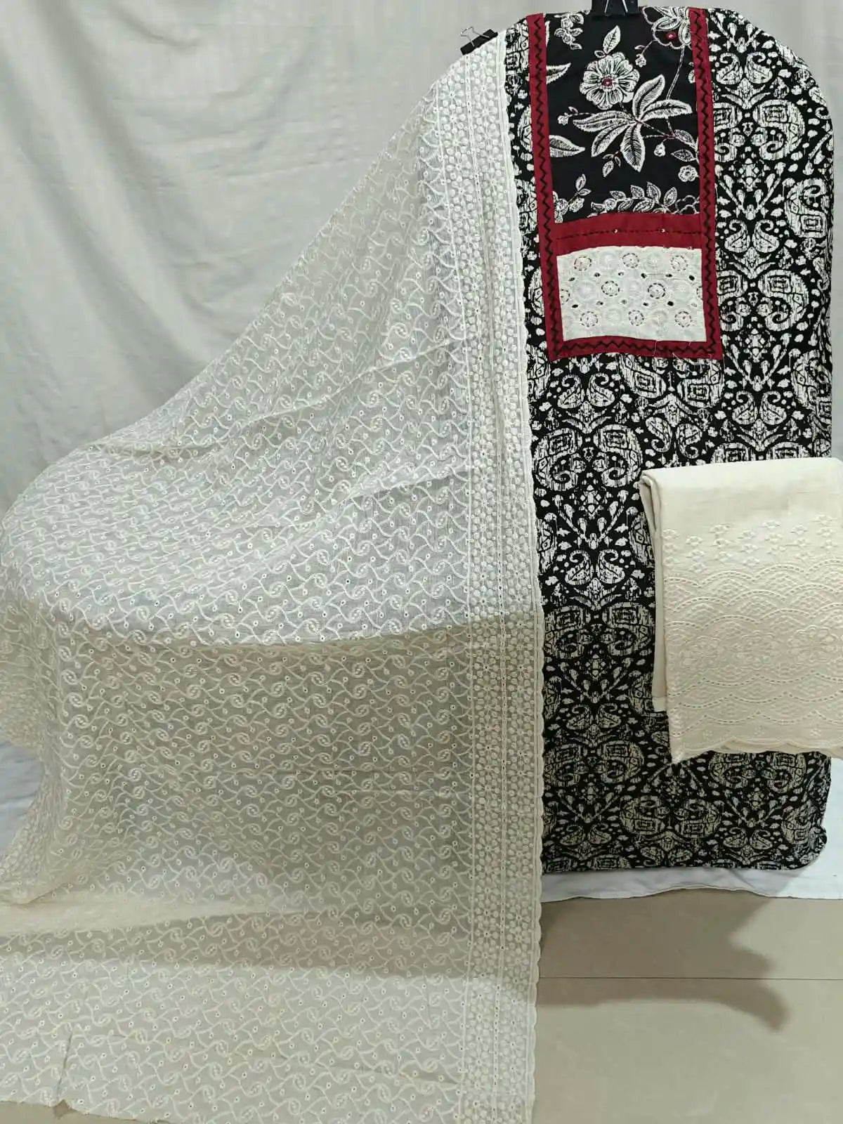 Jaipuri Cotton Suits with Lucknowi bottom & dupatta