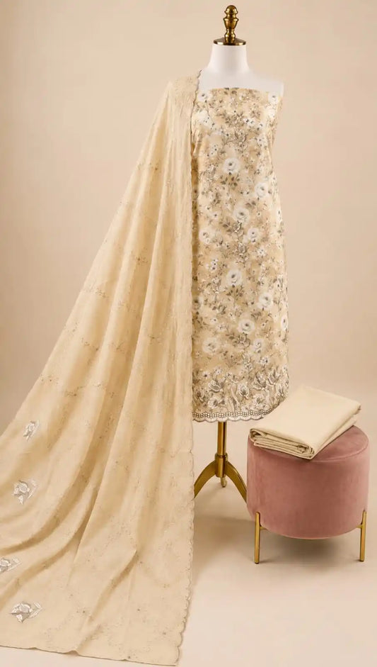 Heavy Cotton Embroidery Unstitched Dress Material By ASC