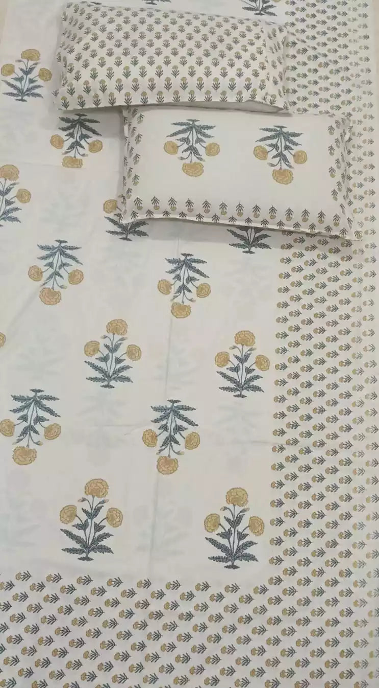 Super King Size Jaipuri Sanganeri Cotton Bedsheet 9x9 ft With 2 Pillow Covers by ASC Fashion Store (Copy)