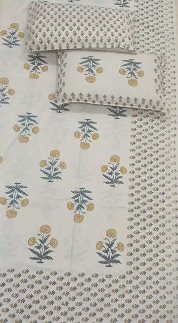 Super King Size Jaipuri Sanganeri Cotton Bedsheet 9x9 ft With 2 Pillow Covers by ASC Fashion Store (Copy)