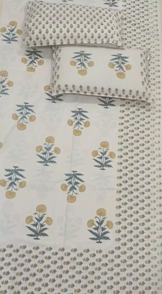 Super King Size Jaipuri Sanganeri Cotton Bedsheet 9x9 ft With 2 Pillow Covers by ASC Fashion Store (Copy)
