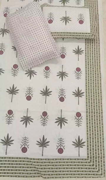 Super King Size Jaipuri Block Print Cotton Bedsheet 8x9 ft With 2 Pillow Covers by ASC (Copy)