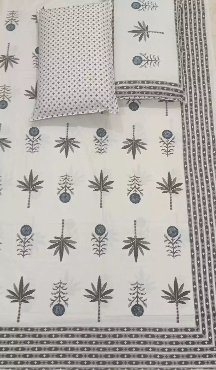 Super King Size Jaipuri Block Print Cotton Bedsheet 8x9 ft With 2 Pillow Covers by ASC (Copy) (Copy)